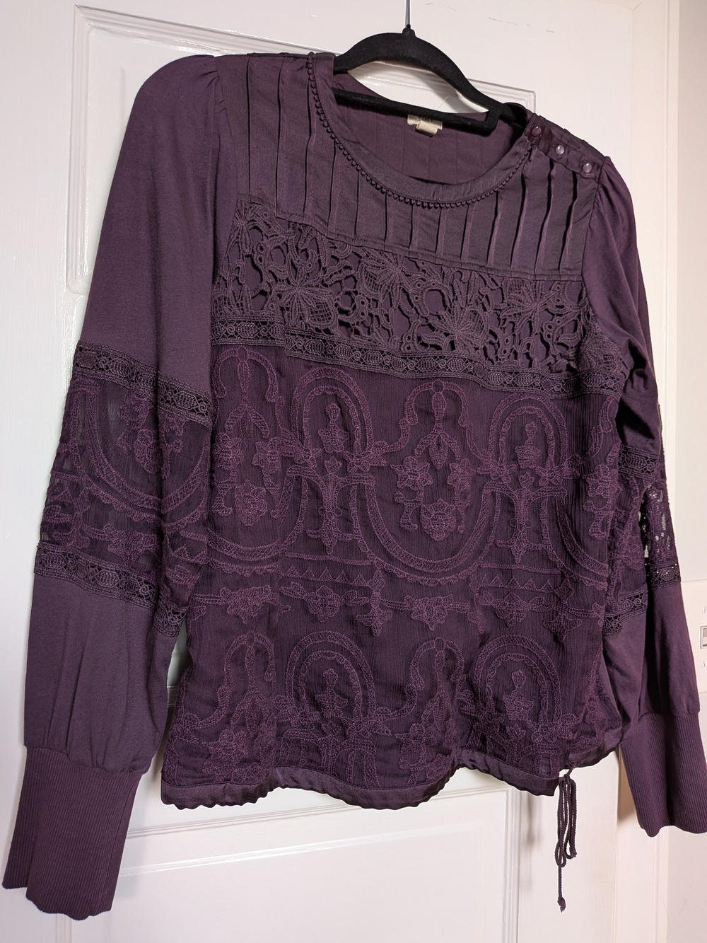 Tiny For Anthropolgie Lace Panel Long Sleeve Top - Plum